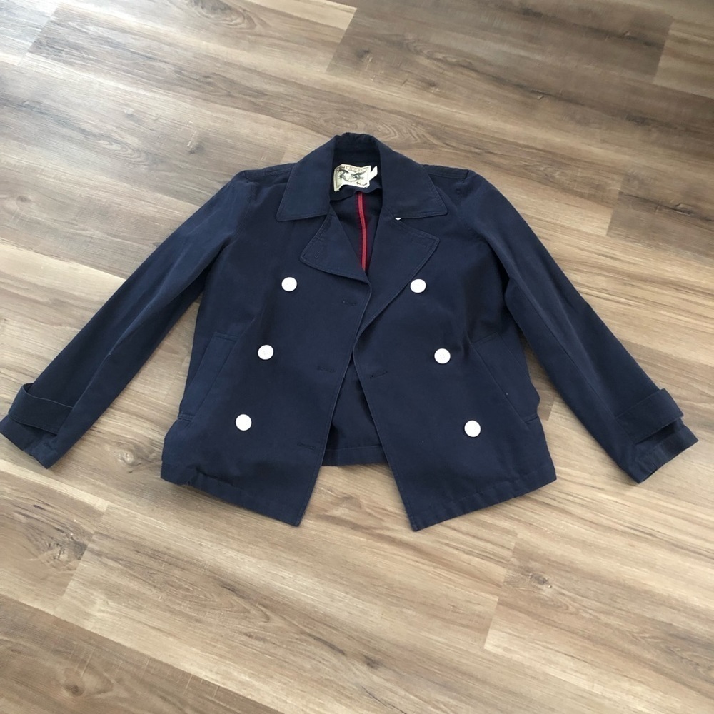 American Living Coastal Nautical Preppy Academia Navy pea coat jacket Women’s M